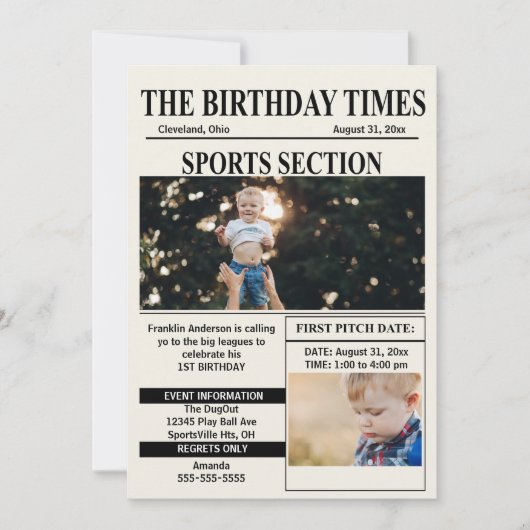 Invitation d'anniversaire Édition Sportive Birthda (Devant)