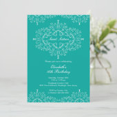 Invitation d'anniversaire Eegant Turquoise Sweet s (Debout devant)