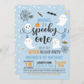 Invitation d'anniversaire éffrayant - Garçon (bleu (Devant / Derrière)