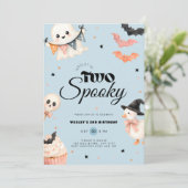 Invitation d'anniversaire effrayant Halloween deux (Debout devant)