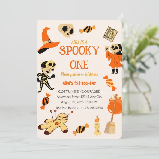 Invitation d'anniversaire éffrayant un Halloween (Debout devant)