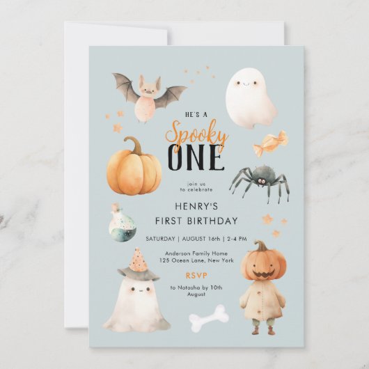 Invitation d'anniversaire éffrayant un Halloween (Devant)