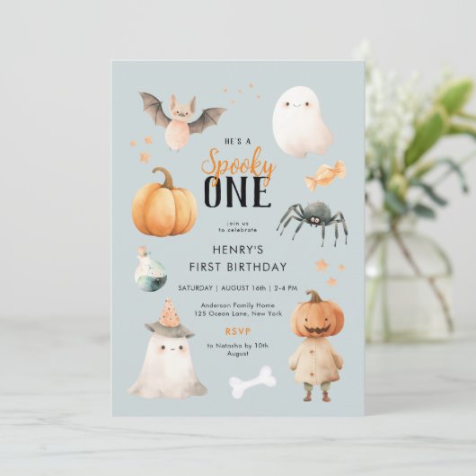 Invitation d'anniversaire éffrayant un Halloween (Debout devant)