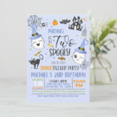 Invitation d'anniversaire Éffrayante - Bleu (Debout devant)