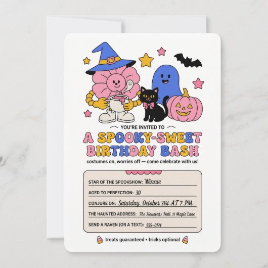 Invitation d'anniversaire effrayante et douce pour (Devant)