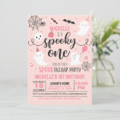 Invitation d'anniversaire éffrayante - Fille (rose (Debout devant)