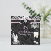 Invitation d'anniversaire Élégant Chic 50 & Fabule (Debout devant)
