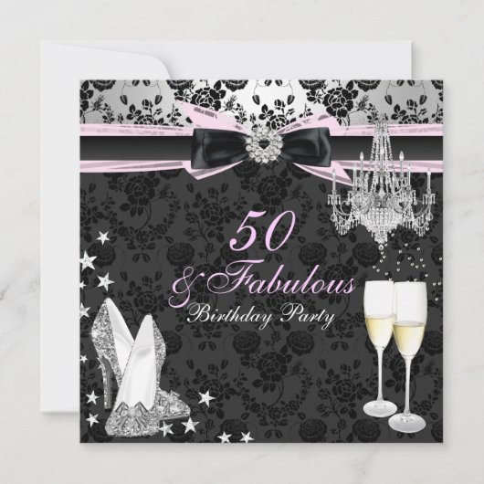 Invitation d'anniversaire Élégant Chic 50 & Fabule (Devant)