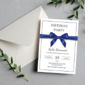 Invitation d'anniversaire Elegant Navy Blue Bow