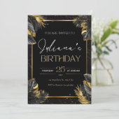 Invitation d'Anniversaire Elegant Noir et Or (Debout devant)