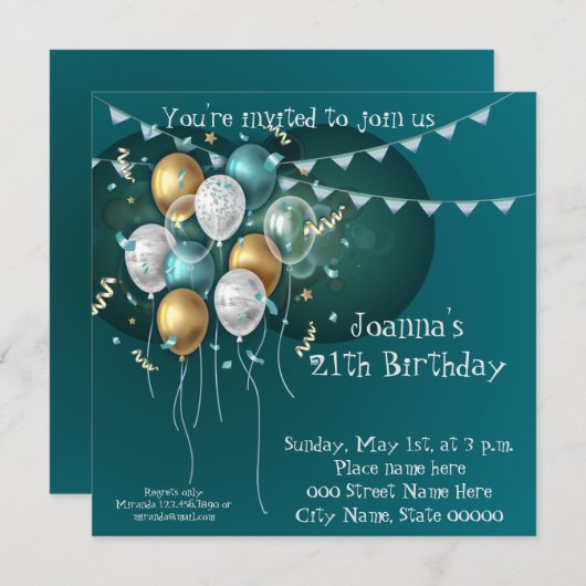 Invitation d'anniversaire élégante (Devant / Derrière)