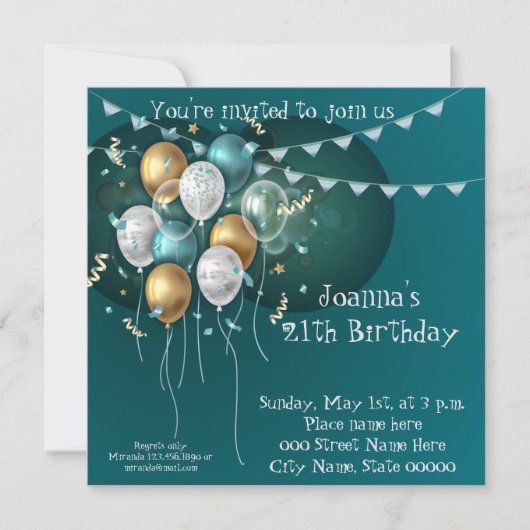 Invitation d'anniversaire élégante (Devant)