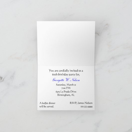 Invitation d'anniversaire élégante (Intérieur)