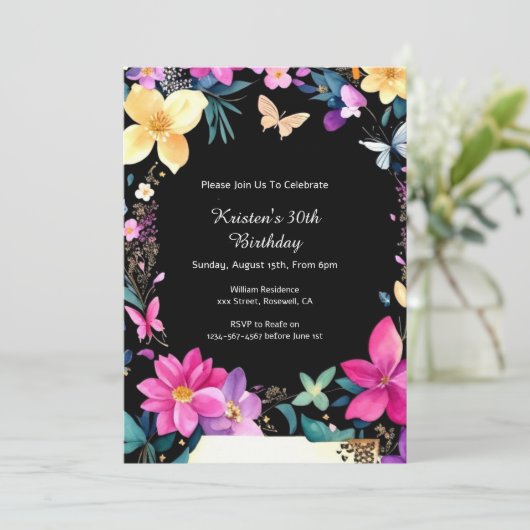 Invitation d'anniversaire élégante (Debout devant)