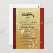 Invitation d'anniversaire élégante au chrysanthème (Devant / Derrière)