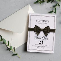 Invitation d'anniversaire élégante avec nœud noir