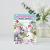 Invitation d'anniversaire éléphant dans un jardin (Debout devant)