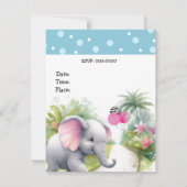 Invitation d'anniversaire éléphant dans un jardin (Dos)