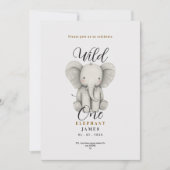 Invitation d'anniversaire éléphant mignon sauvage  (Devant)