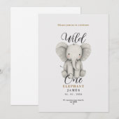 Invitation d'anniversaire éléphant mignon sauvage  (Devant / Derrière)