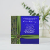 Invitation d'anniversaire Emeraude Paon (Debout devant)