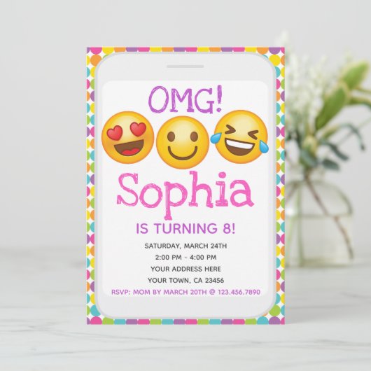 Invitation d'anniversaire Emoji (Debout devant)
