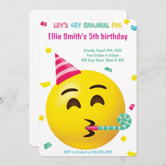 Invitation d'anniversaire Emoji (Devant / Derrière)