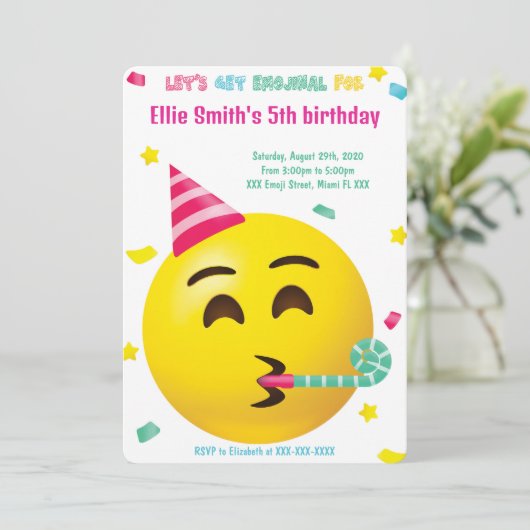 Invitation d'anniversaire Emoji (Debout devant)