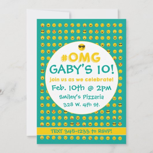 Invitation d'anniversaire Emoji (Devant)