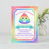 Invitation d'anniversaire Emoji Rainbow Poop (Debout devant)