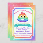 Invitation d'anniversaire Emoji Rainbow Poop (Devant / Derrière)