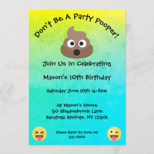 Invitation d'anniversaire Emoji Trouble Fête