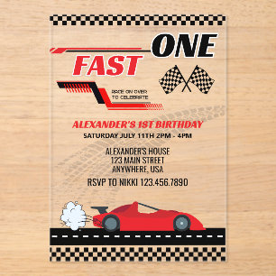 Invitation d'anniversaire en acrylique de voiture 
