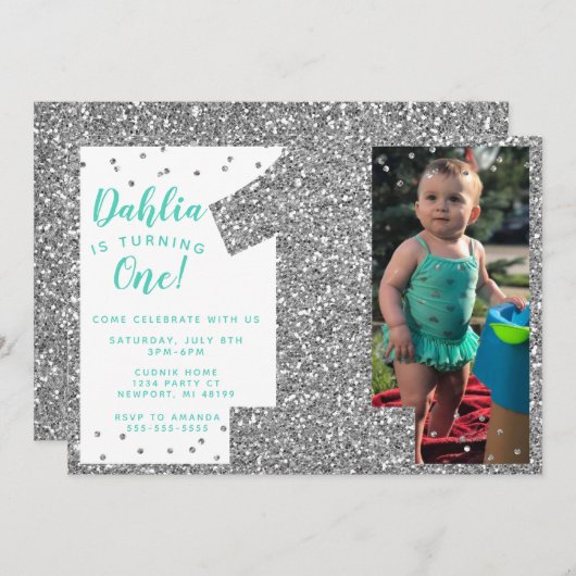 Invitation d'anniversaire en argent, Parties scint (Devant / Derrière)