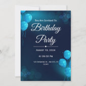 Invitation d'anniversaire en bleu foncé (Devant)