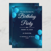 Invitation d'anniversaire en bleu foncé (Devant / Derrière)