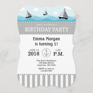 Invitation d'anniversaire en bleu gris bleu marine