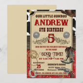 Invitation d'anniversaire en bois rustique Cowboy (Devant / Derrière)
