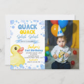Invitation d'anniversaire en caoutchouc Ducky (Devant)