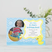 Invitation d'anniversaire en caoutchouc Ducky avec (Debout devant)