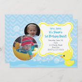 Invitation d'anniversaire en caoutchouc Ducky avec (Devant / Derrière)