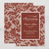Invitation d'anniversaire en damas burgundy (Devant / Derrière)