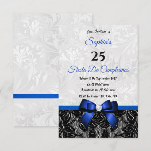 Invitation d'anniversaire en dentelle et damas