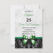Invitation d'anniversaire en dentelle et damas (Devant)