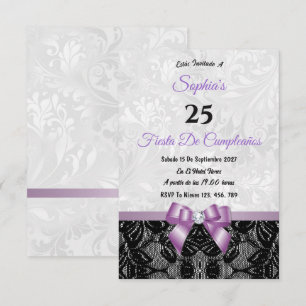 Invitation d'anniversaire en dentelle et damas