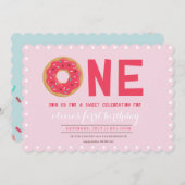 INVITATION D'ANNIVERSAIRE EN DONUT ROSE (Devant / Derrière)