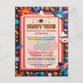 Invitation d'anniversaire en feutre colorée pour e (Devant)