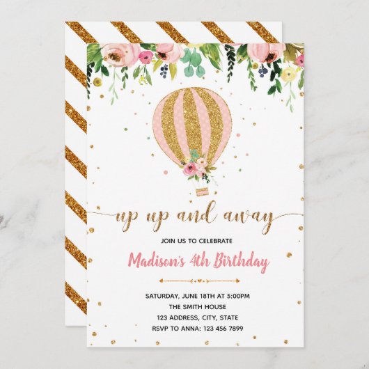 Invitation d'anniversaire en haut et en bas (Devant / Derrière)