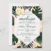 Invitation d'anniversaire en marbre de feuilles tr (Devant)