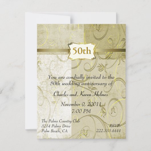 Invitation d'anniversaire en or chic (Devant)